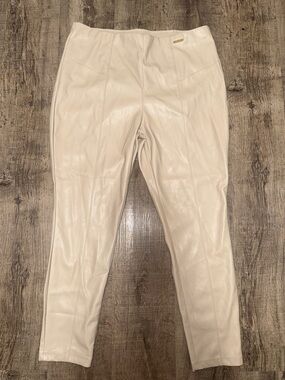 Marc New York Cream Leather-Look Skinny Pants